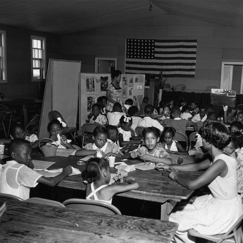 This classroom scene offers a look inside segregated schools in Memphis during the 1950s. Despite limited resources, Black teachers were deeply committed to educating their students and setting them up for success in the future.