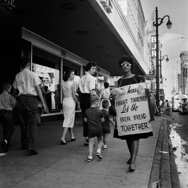 In the early 1960s, the Memphis NAACP took to Main Street, demanding the right to shop where they worked. Julie Ann Briscoe’s sign said it all: ‘If we can fight for democracy abroad, we can demand equality at home’, alluding to the fact that in the 50s the US army had integrated and fought the Korean War, yet lunch counters were still not integrated.