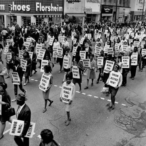 On April 8, 1968, four days after Dr. King’s assassination, thousands filled the streets of Memphis carrying signs that read, ‘Honor King: End Racism.’ Their grief became a movement — a living memorial that carried his mission forward, one step at a time.